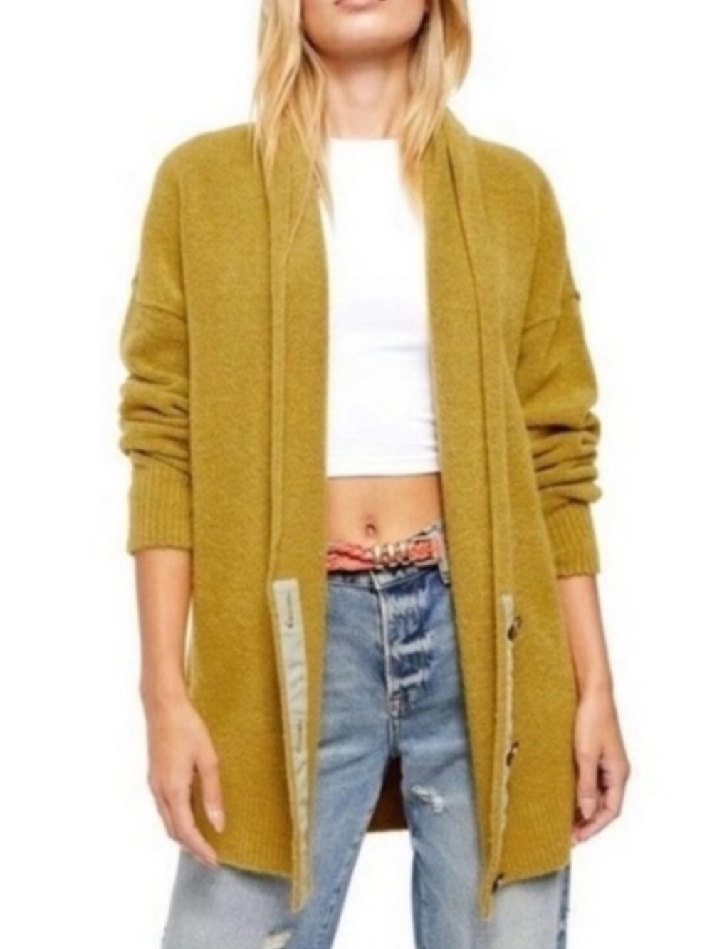 FREE PEOPLE Eucalyptus Oversized Cardigan Sweater in Moss XS Cozy Soft Slouchy
